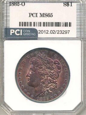 Graded 1882-O Morgan Silver Dollar MS65 - Toned Brown
